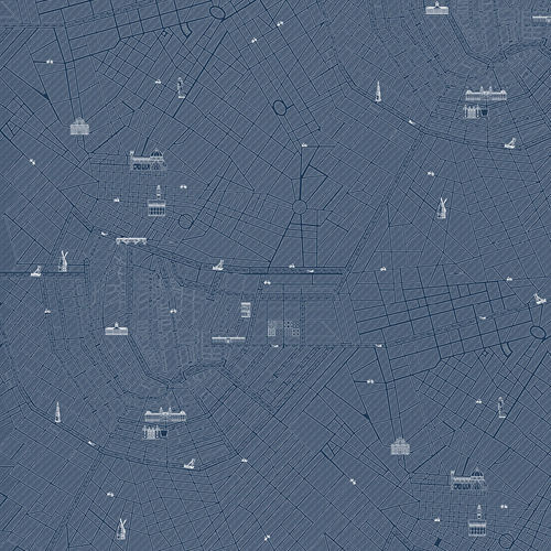 Papel de parede contemporâneo - URBAN  - Devon&Devon - estampado / efeito de tecido / azul