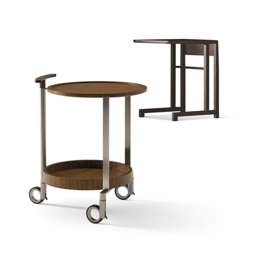 Mesa lateral contemporânea - EOS - GIORGETTI - em nogueira / em madeira de ácer / com base metálica