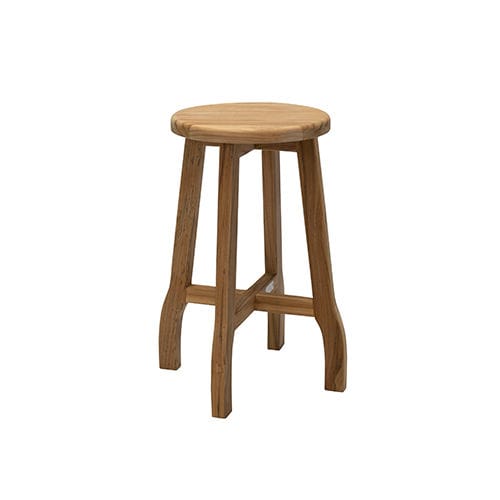 Banqueta contemporânea - Exeter - Tectona - em teca / com base em madeira / redonda
