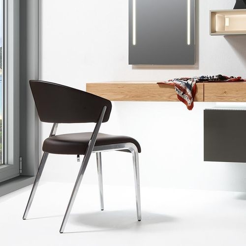 Cadeira contemporânea - S 500 - hülsta - para ambiente interno / em couro / com base em aço inoxidável