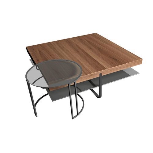 Mesa de centro contemporânea - CT 240 - hülsta - em vidro / em madeira / com base metálica