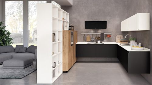 Cozinha contemporânea - OLTRE - CUCINE LUBE - em madeira / em alumínio / sem puxadores