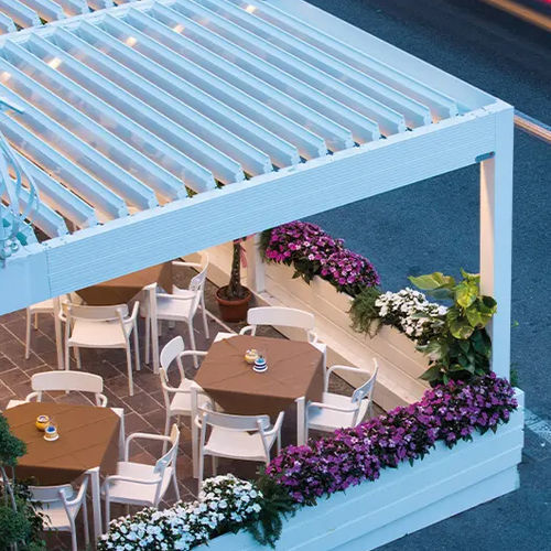 Pérgola apoiada em parede - MINORI - ITALY - Gibus SPA - metálica / com lâminas quebra-sol / bioclimática