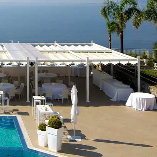 Gazebo em PVC - MASSA LUBRENSE - ITALY - Gibus SPA - com cobertura de lona / com estrutura em madeira / da linha comercial