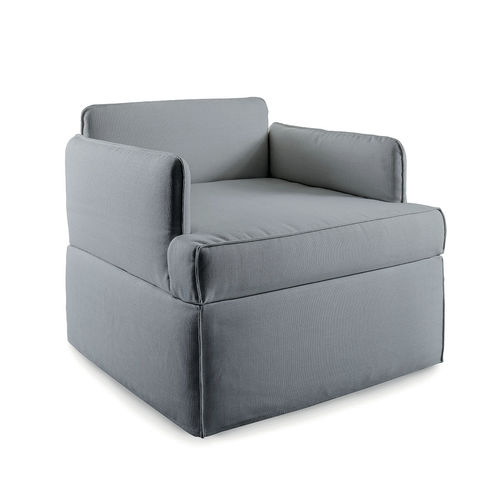 Poltrona contemporânea - TUMIDEI - em tecido / cama / cinza