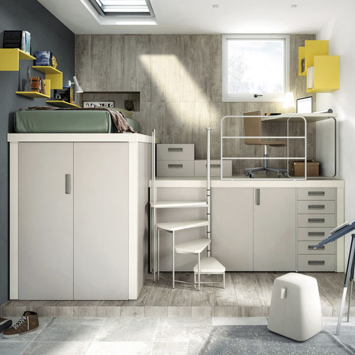Quarto infantil branco - 314 - TUMIDEI - cinza / em laminado melamínico / em alumínio anodizado
