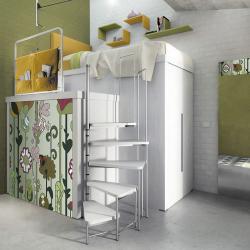 Quarto infantil verde - 316 - TUMIDEI - cinza / em laminado melamínico / em alumínio anodizado