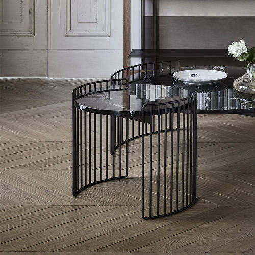 Mesa lateral contemporânea - Harpe - BONALDO - em vidro / em cerâmica / em mármore