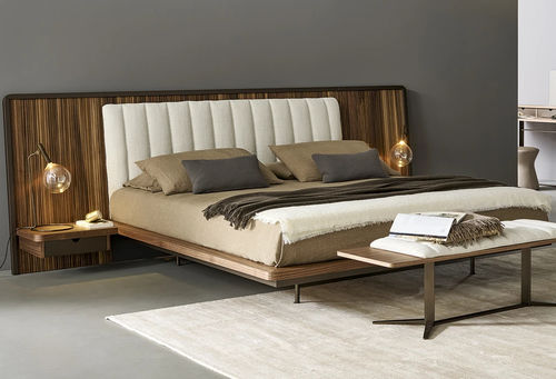 Cama de casal - Nelson - BONALDO - contemporânea / com cabeceira / com criados-mudos