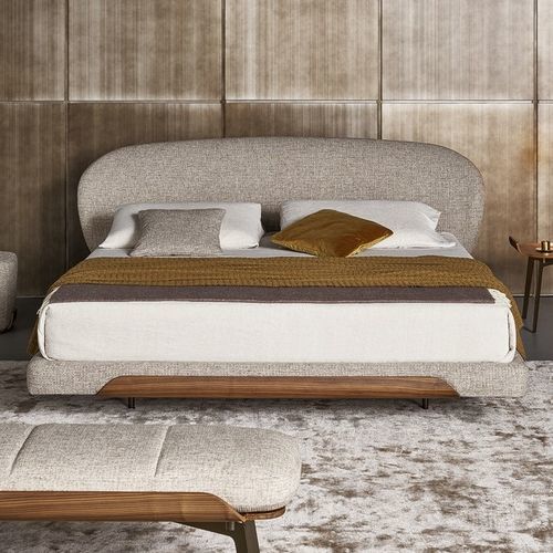 Cama de casal - Olos  - BONALDO - contemporânea / estofada / com cabeceira estofada