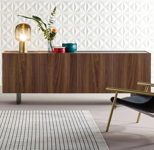Buffet aparador contemporâneo - Outline - BONALDO - em metal pintado / em cerâmica / com folheado de madeira