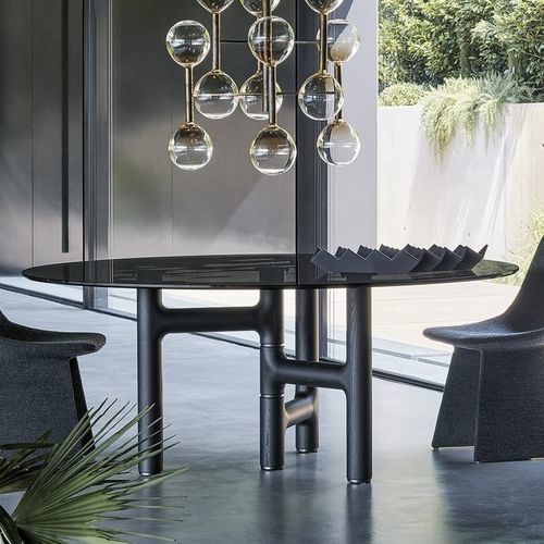 Mesa contemporânea - Pivot - BONALDO - em madeira maciça / em vidro / em cerâmica
