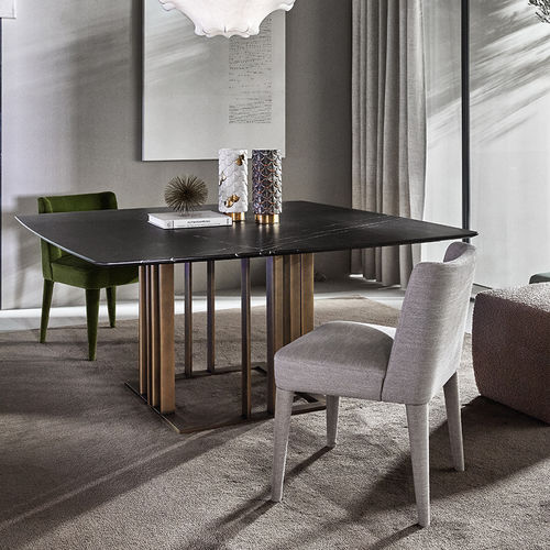 Mesa de jantar contemporânea - CHARLIE  - MERIDIANI - em carvalho / em madeira laqueada brilhante / em vidro