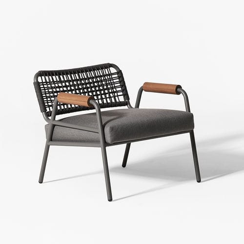 Poltrona contemporânea - ZOE WOOD OPEN AIR - MERIDIANI - em tecido / em corda / em alumínio pintado