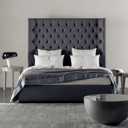 Cama de casal - TURMAN - MERIDIANI - contemporânea / estofada / com cabeceira em capitonê