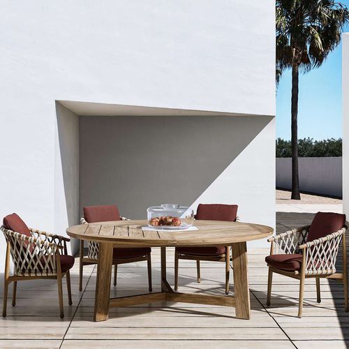 Mesa de jantar contemporânea - Ginestra - B&B Italia - em madeira maciça / em teca / em grés porcelanato