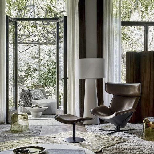 Poltrona de design escandinavo - ALMORA - B&B Italia - em couro / em alumínio / em ABS