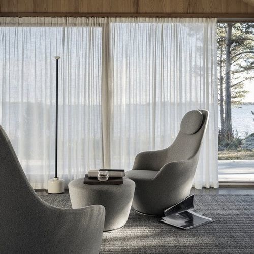 Poltrona contemporânea - Harbor - B&B Italia - em tecido / em couro / em aço