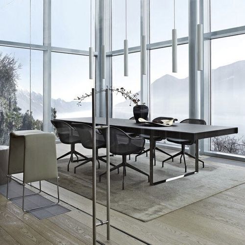 Banqueta alta contemporânea - Lazy'05 - B&B Italia - em couro / em tecido / com base em aço