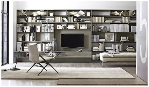Móvel de parede contemporâneo para TV - Flat.c - B&B Italia - em madeira laqueada / em MDF laqueado / em alumínio