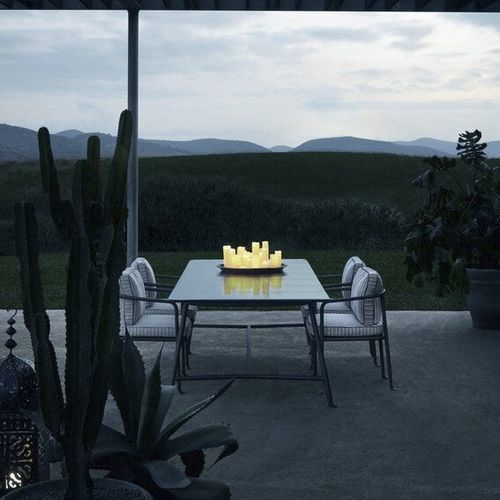 Mesa contemporânea - Borea - B&B Italia - em pedra vulcânica esmaltada / com base em aço inoxidável / retangular