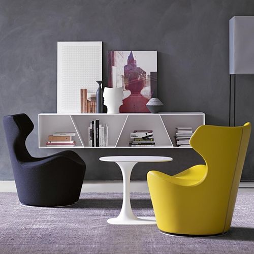 Poltrona baixa contemporânea - Piccola Papilio - B&B Italia - em tecido / em couro / em aço