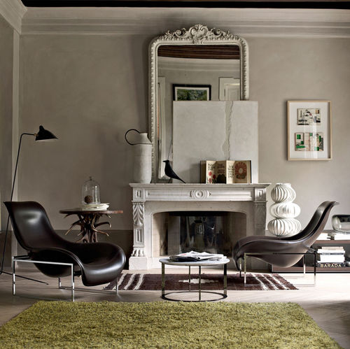 Poltrona contemporânea - Mart - B&B Italia - em tecido / em couro / em aço