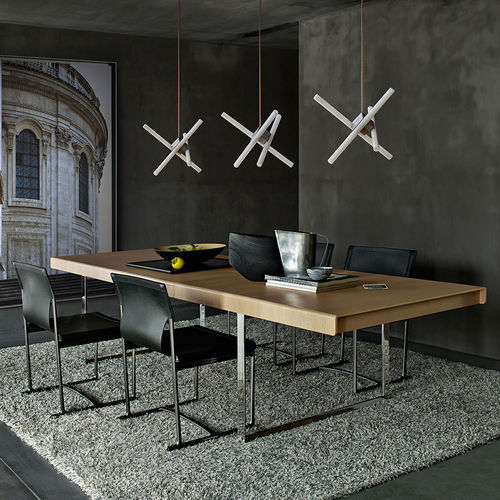 Mesa contemporânea - Athos '12 - B&B Italia - com folheado de madeira / com base em aço / retangular