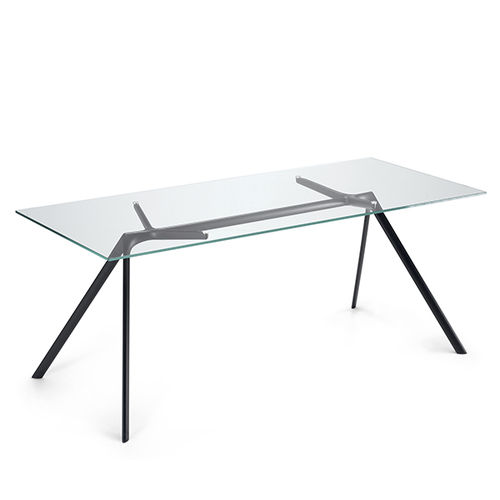 Mesa contemporânea - DRY / 45A - ALIAS - em vidro / com base em alumínio / retangular