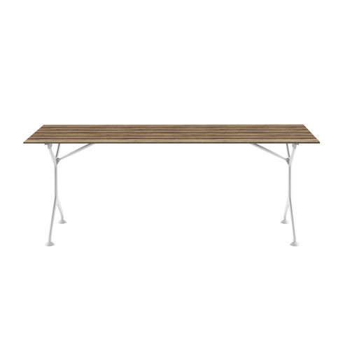 Mesa contemporânea - M23_O - ALIAS - em madeira de freixo / em teca / com base em alumínio laqueada