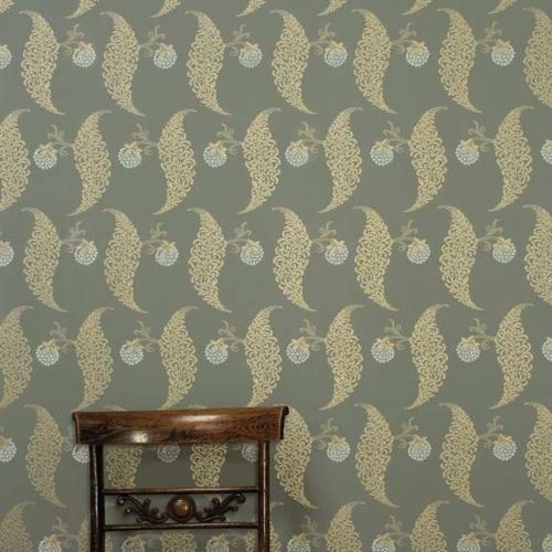 Papel de parede contemporâneo - ROSSLYN series - Farrow & Ball - com padrão geométrico / verde / marrom