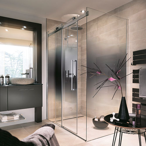 Chuveiro walk-in - OSAKA GRAPHITE - Mobalpa - em vidro / com portas de correr / retangular