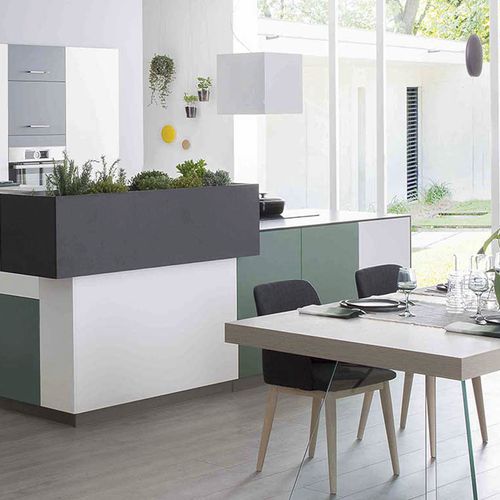 Cozinha contemporânea - AMBIANCE AROMATIQUE - Mobalpa - em ardósia / em quartzo / em U