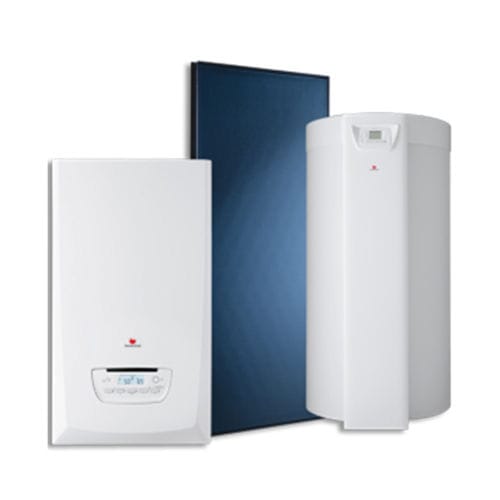 Caldeira a gás - THEMAPLUS CONDENS + HELIOSET - Saunier Duval - solar / com aquecedor de água solar / de parede