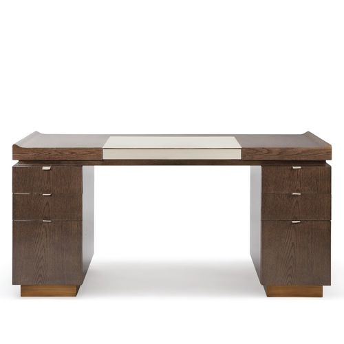 Mesa secretária contemporânea - PRINCETON - HUGUES CHEVALIER - metálica / em couro / com compartimento de arrumação