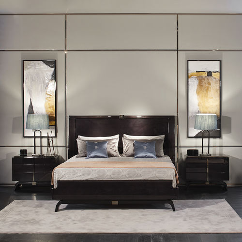 Cama de casal - MATIGNON - HUGUES CHEVALIER - contemporânea / com cabeceira / em madeira