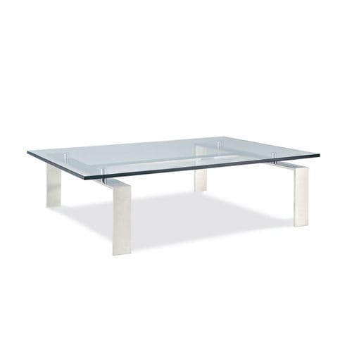 Mesa de centro contemporânea - PALL MALL  - Ralph Lauren Home - em vidro temperado / com base em aço inoxidável polido / retangular