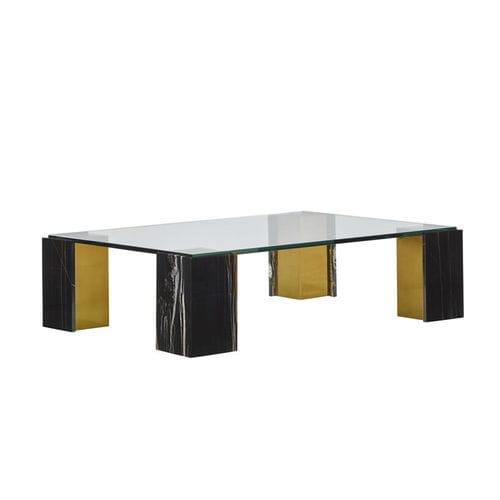 Mesa de centro contemporânea - GARRON - Ralph Lauren Home - em vidro / com base em latão / retangular