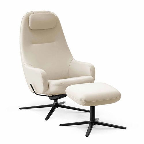Poltrona de descanso de design escandinavo - DesigNature : Leaf - STORDAL Møbel as - em couro / em tecido / com apoio para pés