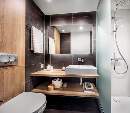 Banheiro contemporâneo - OLYMPIE - BAUDET SA - metálico / para hotel / pré-fabricado