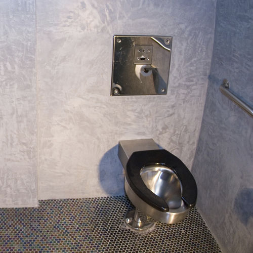 Vaso sanitário de piso - METAAL : 8956 - Neo-Metro - em aço inoxidável / para banheiro coletivo / com alavanca