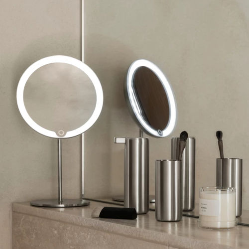 Espelho para banheiro de mesa - MODO - Blomus - contemporâneo / redondo / em aço inoxidável