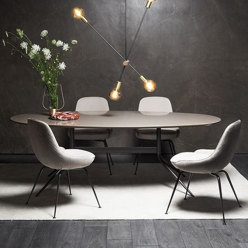 Mesa de jantar contemporânea - 1500_SWING - Vibieffe - em mármore / com base metálica laqueada / oval