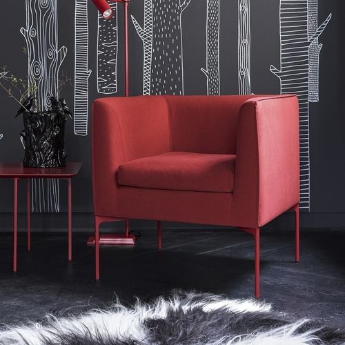 Poltrona contemporânea - MELL - COR - em tecido / em couro / metálica