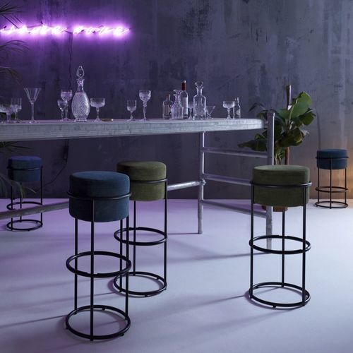 Banqueta alta contemporânea - DROP - COR - em tecido / com base em metal pintado / com pé central