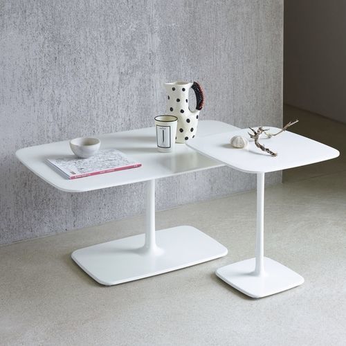 Mesa lateral contemporânea - JALIS - COR - em madeira / com base metálica / quadrada