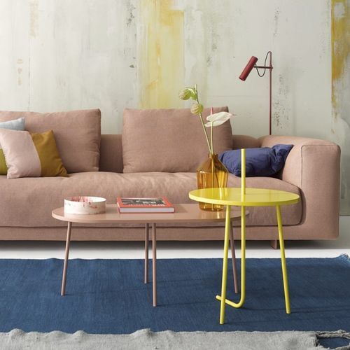 Mesa lateral contemporânea - BOND - COR - em madeira / com base em metal pintado / redonda