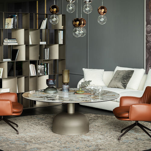 Mesa de jantar contemporânea - RITZ - Cattelan Italia - em cerâmica / com base em aço / redonda