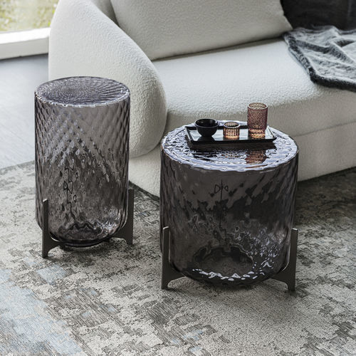 Mesa lateral contemporânea - DODO - Cattelan Italia - em vidro fumê / em vidro soprado / com base metálica laqueada