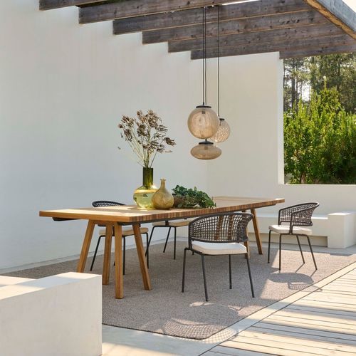 Mesa de jantar contemporânea - VIS &Agrave; VIS - Tribù - em teca / com base em teca / retangular